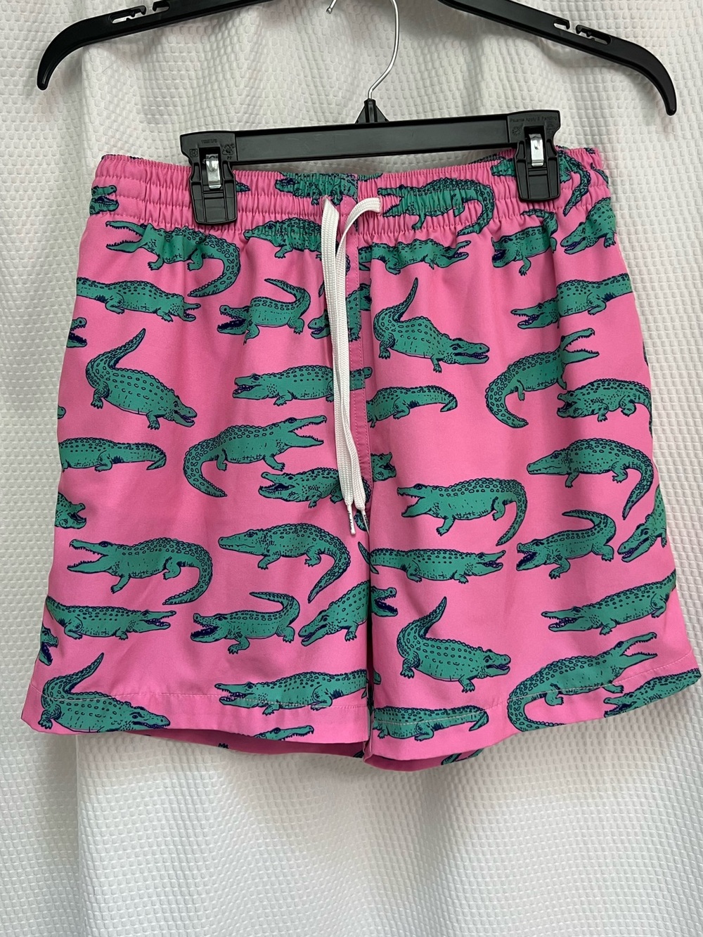 chubbies Pink Swim Trunks with Green Alligator Print